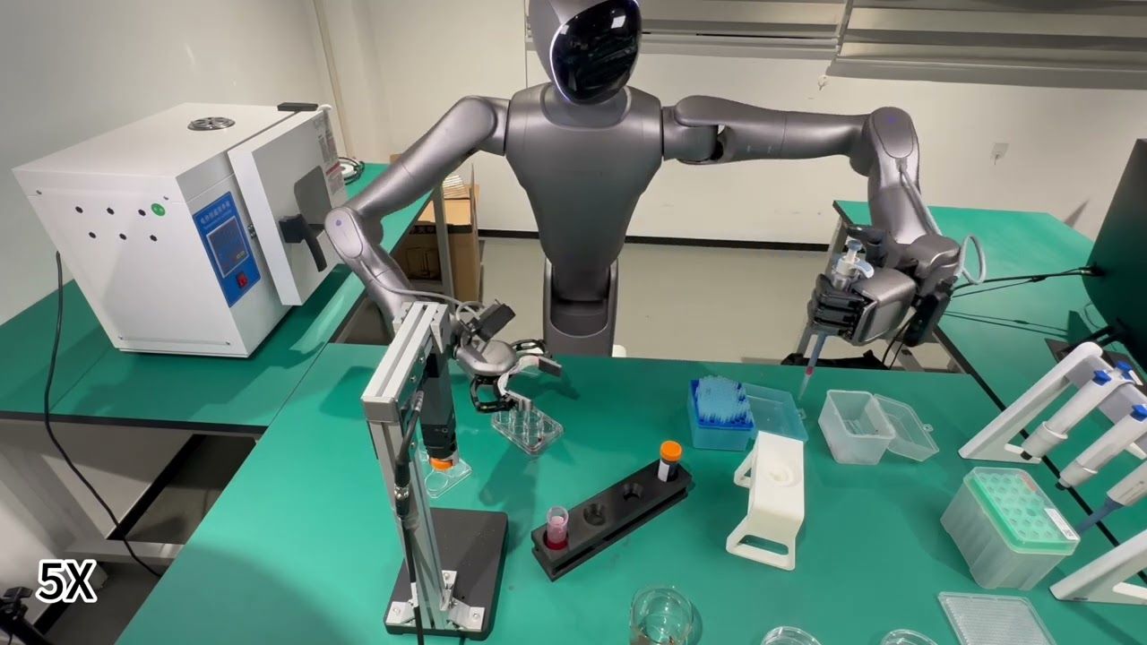 BioAgent robot performing a biological experiment